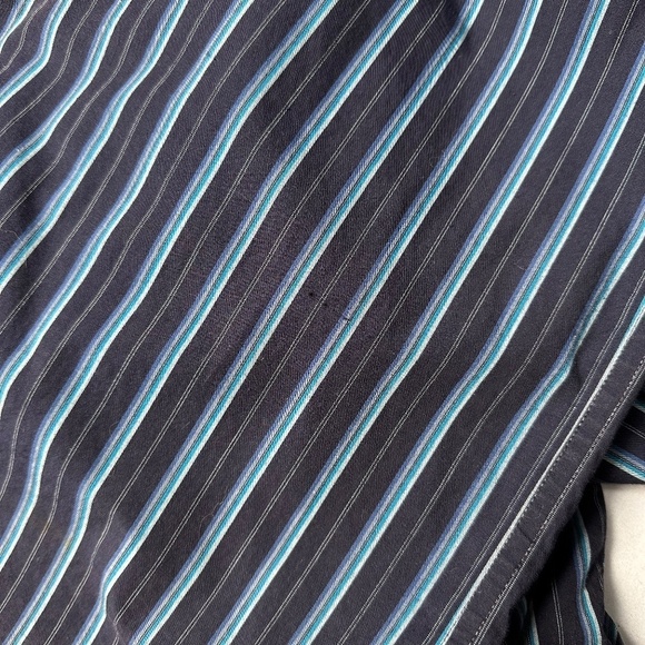 Pepe Jeans French Cuff Striped Casual Button Down Shirt Navy Size 3XL Men's - Picture 6 of 9